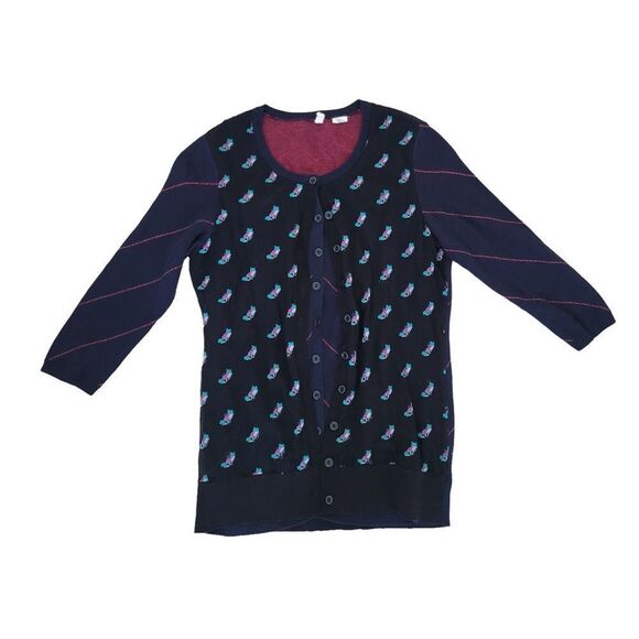 Anthropologie Moth layered fox print striped  cardigan small - Picture 13 of 13